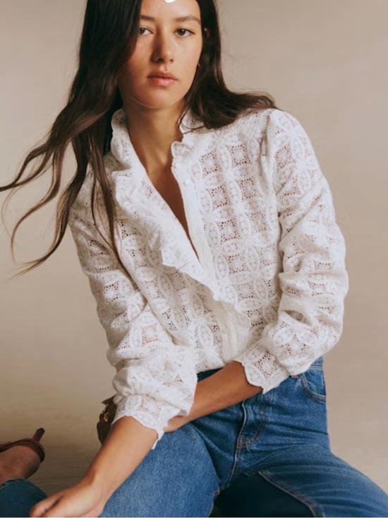 Sezane Tops - Sezane CHLO SHIRT ECRU GUIPURE Size 8 NWT